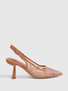 CUCCOO SZL Women's Pointed Toe Glitter Decor Elegant High Heels - Apricot - View 2