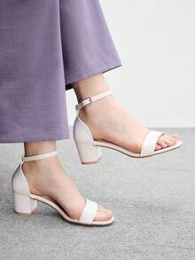 CUCCOO BIZCHIC 女款春夏時尚優雅新款白色綁帶高跟涼鞋，通勤度假約會涼鞋 - 白色1 - 查看 1