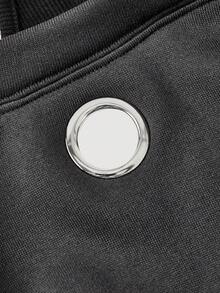 SHEIN MOD 女款鏤空設計 2 合 1 時尚掛脖領衛衣 - 黑色 - 查看 4