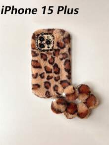 1pc Personalized Leopard‑Print Fluffy Bracelet Phone Case With Lens Bracket, Warm Autumn‑Winter Style, Compatible With IPhone 17 Pro Max/16 Pro/15/14/13/12/11 - Multicolor - View 10