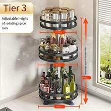 1pc Multi-Layer 360-Degree Rotatable Kitchen Storage Rack, Spice Rack, Storage Shelf, Countertop Corner Wall Corner Rack, Easy To Access And Use, Large Capacity, Moisture-Proof, Rust-Proof, Suitable For Various Scenarios - Multicolor - View 10