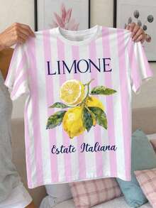 EMERY ROSE Italian Estate Italiana 檸檬圖案休閒大尺碼T恤 - 彩色 - 查看 3