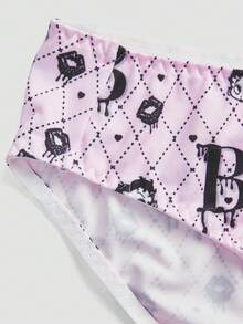 Chillnights Betty Boop x SHEIN 粉色鋼圈模杯聚攏舒適巴爾科內式蕾絲拼接滿版印花女款內衣套裝 - 粉色 - 查看 8