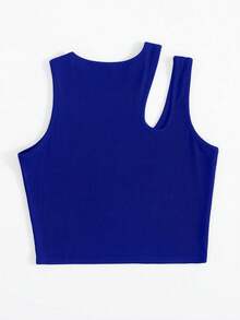 Rovax Tank Top De Ocio En Tejido De Punto Acanalado Con Hombros Descubiertos Para Verano - azul real - Ver 2