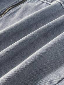 ROMWE MEN Chaqueta vaquera casual de verano para hombre con patchwork de letras - Azul - View 6