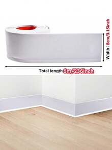 1Pc Self-Adhesive PVC Baseboard, Flexible Molding Decor Strip, 8cm Width, 3m/6m Optional Length, White Wall Trim For Home Renovation Decoration - multicolor - View 7