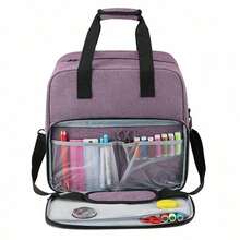 1pc Sewing Machine Carrying Case With Multiple Storage Pockets, Also Applicable For Traveling Outside.Universal Handbag With Shoulder Strap, Compatible With Most Standard Sewing Machines, Brother, Janome, Etc. Crochet Sewing Supplies Storage - Multicolor - View 11