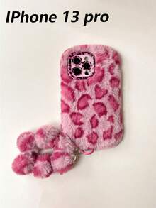1pc Personalized Leopard‑Print Fluffy Bracelet Phone Case With Lens Bracket, Warm Autumn‑Winter Style, Compatible With IPhone 17 Pro Max/16 Pro/15/14/13/12/11 - Multicolor - View 40