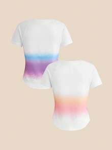 Cheerettes Women's Gradient Color Raglan Short Sleeve Sports T-Shirt - Multicolor - View 4