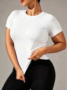 Velisys Velisys Women's Plus Size Solid Color Short Sleeve Fitted Sports T-Shirt - Multicolor - View 4