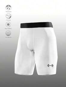 Gym Rark Men's Colorblock High-Waist Sports Barbell Print Base Layer Shorts - White - View 3