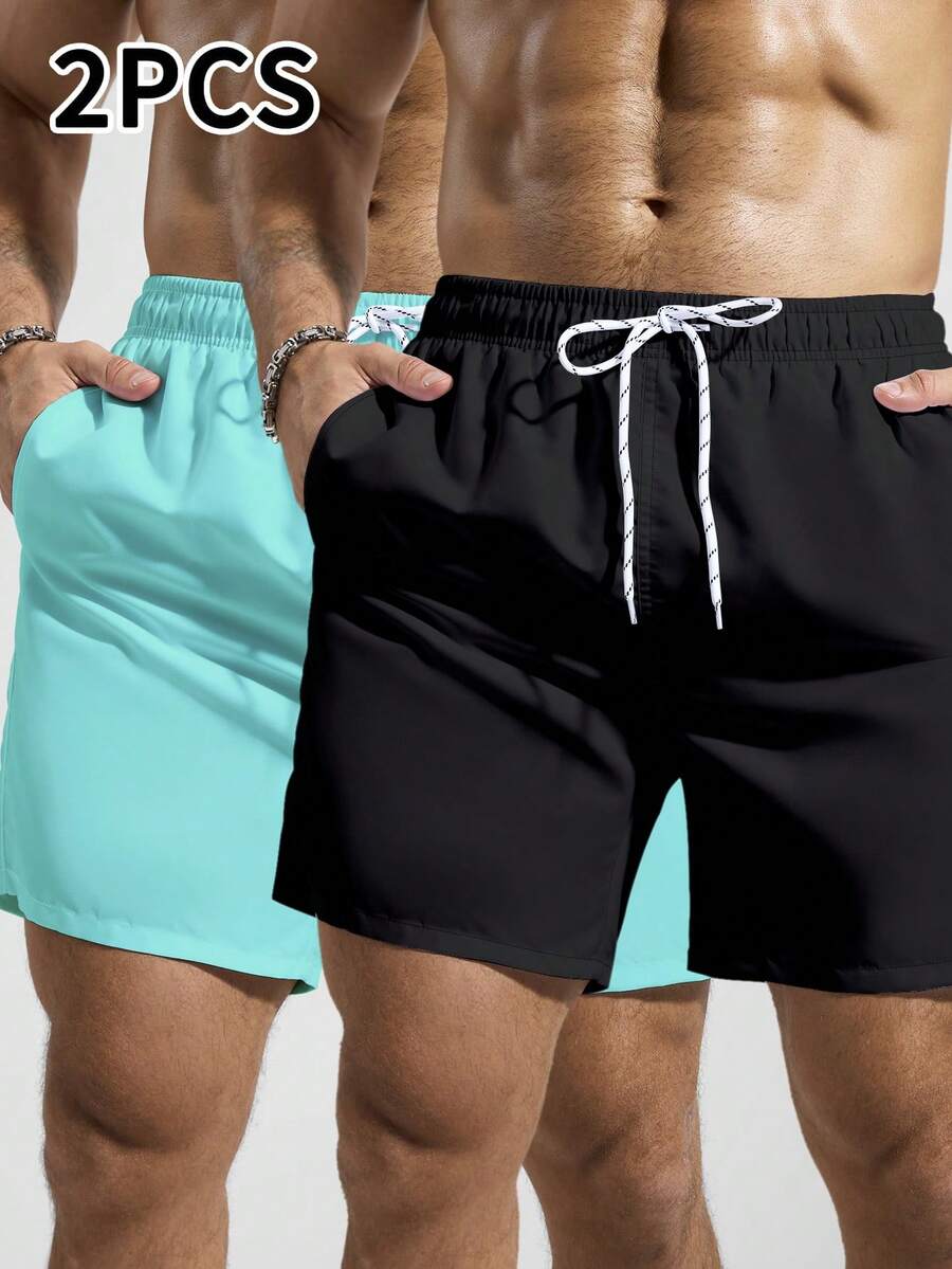 Surfspeed Men's Plus Size Solid Color Beach Shorts For Vacation - Multicolor - View 1
