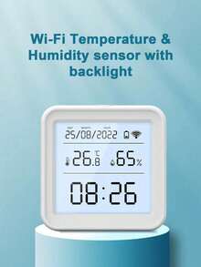 Teckwe Tuya Wifi Temperature And Humidity Sensor | Thermometer And Hygrometer, With App Remote Control, Compatible With SmartLife, Alexa Assistant Integration, Smart Home Backlight, Desktop ABS Material(The Customer Needs To Prepare Three AAA Dry Batteries Themselves.) - multicolor - View 9