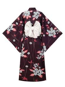 Irokai 日式傳統和服藍色線條繪製菊花花卉圖案女款改良兩件套浴衣套裝 泰國度假夏季 - 彩色 - 查看 2