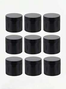 9 Pcs Black Plastic Jars With Lids, 7cm Diameter, Wide Mouth Design. Suitable For Storing Beads, Rhinestones, Sequins, Cosmetics, Lotions, Face Creams, Ointments And More. 7 Capacities Available For Selection. - Black - View 3