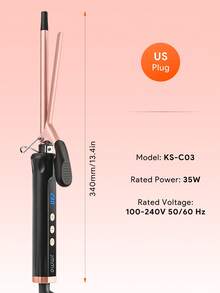 JMMO Thin Curling Iron With US Plug, Digital LCD Adjustable Temperature Ceramic Hair Curler Wand, 9mm Slim Barrel Curling Tong For Small Tight Curls Short Long Hair Salon Styling Tool - US A Type Plug(110-127V) - View 6