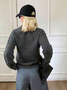 DAZY Autumn/Winter Casual Versatile Solid Color Sweater - Grey - View 2