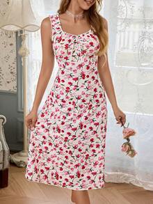 CottageSlumber Camisón romántico y sexy para mujer con volantes, sin mangas, con lazo y corte evasé - Multicolor - Ver 4