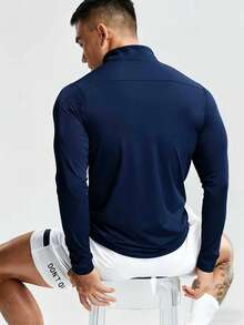 Gym Rark Men's Solid Color Stand Collar Slim Fit Sports Jacket - Royal Blue - View 2