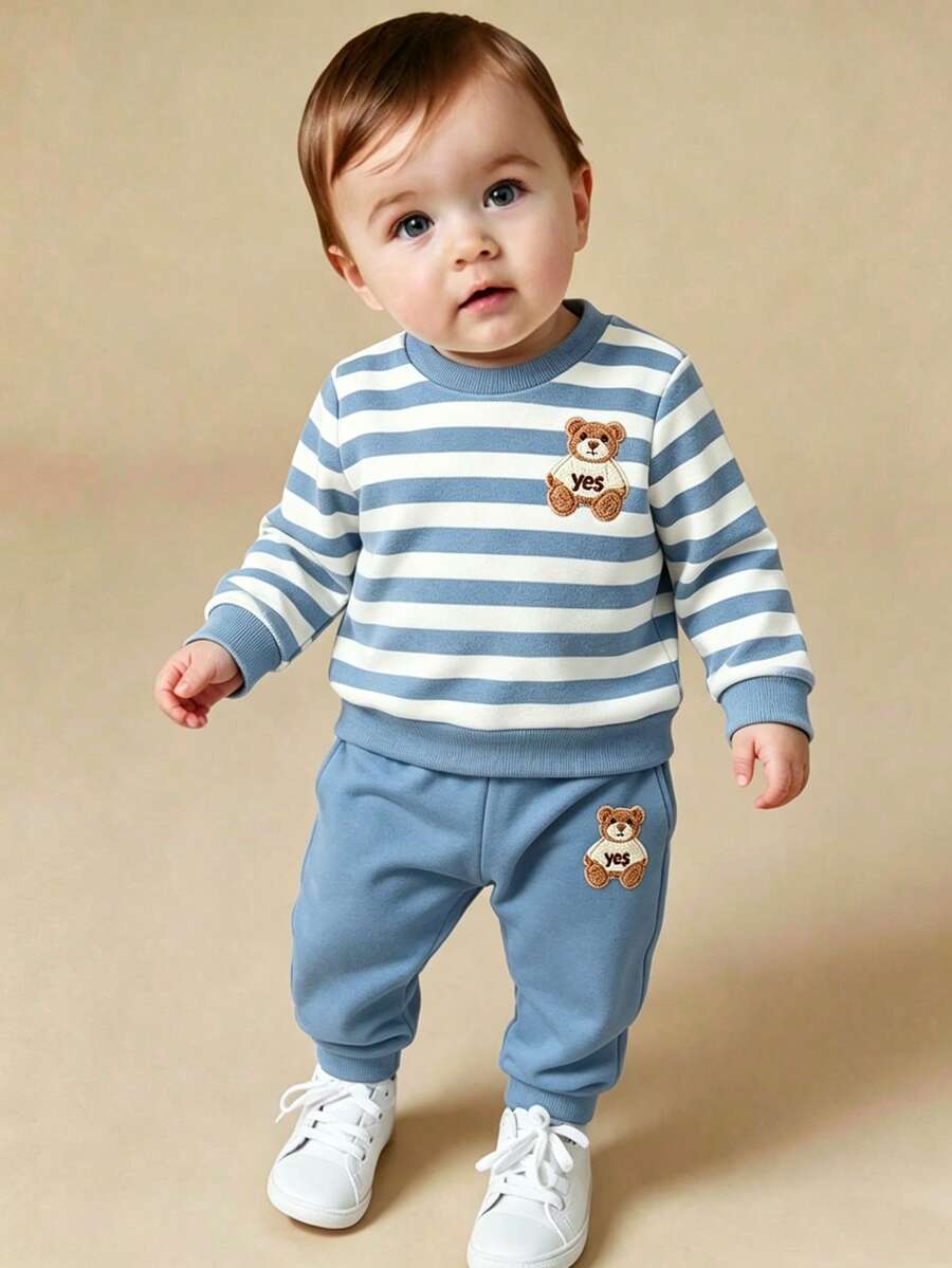 SHEIN Playful Pals 2 piezas/Set Sudadera y Pantalón de Chándal a Juego para Niño Bebé Conjunto de Otoño Cómodo a Juego Familiar St - Multicolor - Ver 1