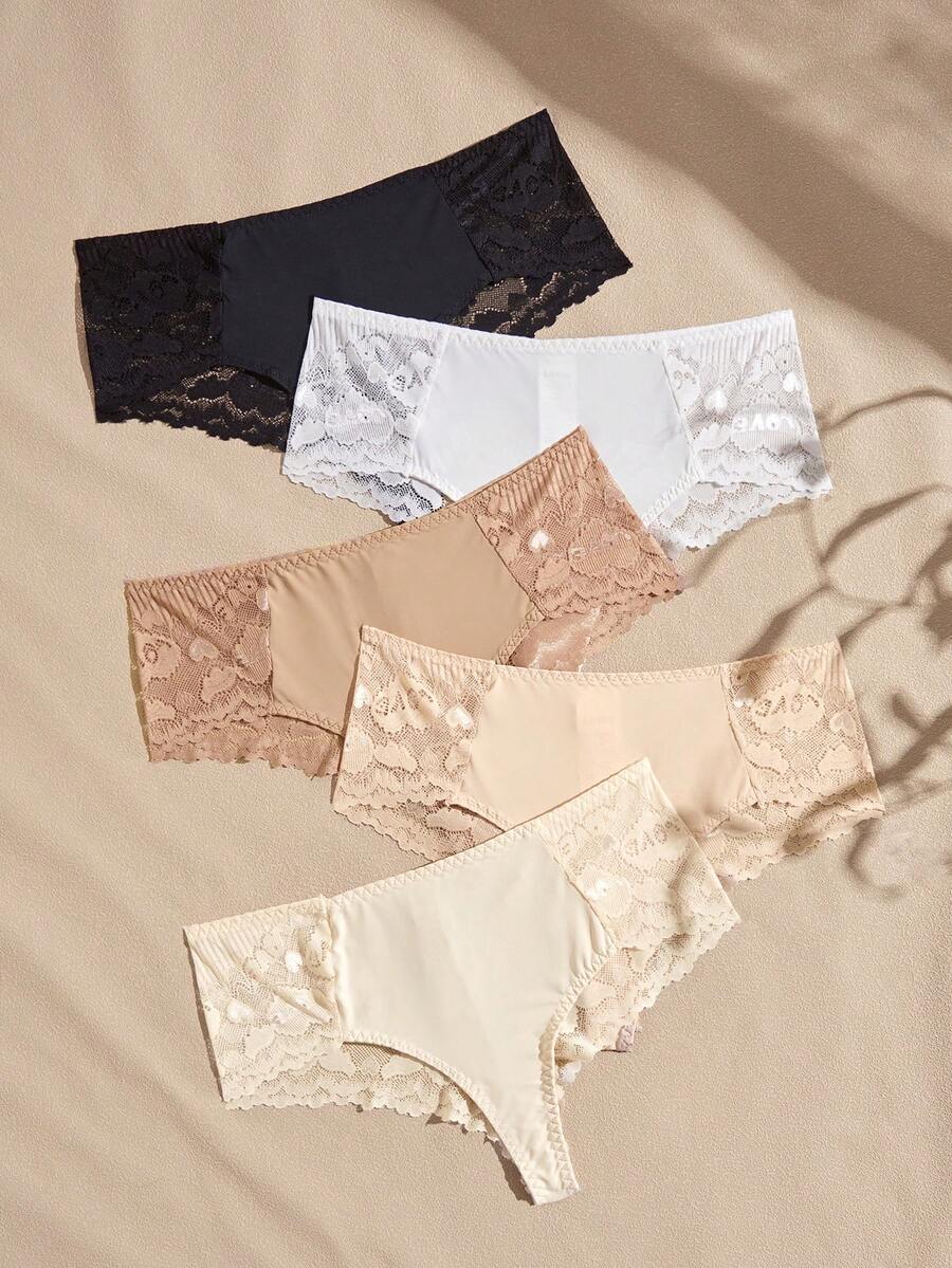 Lullawish Charm Series Lace Patchwork Thong 5pcs/Pack - Multicolor - View 1