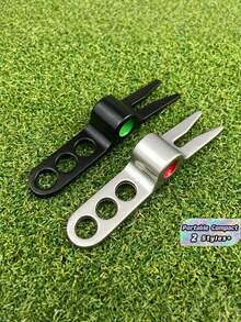 1PC Zinc Alloy Golf Divot Repair Tool Green Fork With Ball Marker Durable Rustproof Lightweight Portable Ergonomic Comfort Grip Black Silver 2 Colors Golf Course Outdoor Sports Accessories Perfect Gift For Golfers - Multicolor - View 1