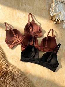 Bare Chapter 3pcs/Set Regular Casual Underwire Molded Cup Women's Bras - Multicolor - View 2