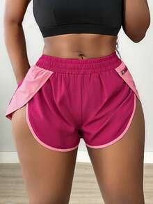 SHEIN Core Rhythm Women's Side Zipper Pocket 2 In 1 Sports Shorts - Hot Pink - View 3