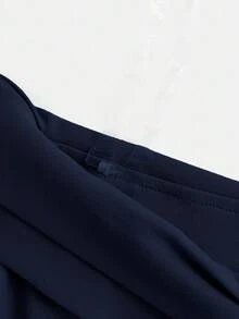 Girlism 青少年女孩派對禮服，露肩抓皺優雅交叉設計，下擺開衩美人魚長裙，純色無袖荷葉邊蕾絲修身長晚禮服，適合優雅派對、約會、重要家庭聚會/多種場合、返校/校園風、派對、婚禮 - 藏蓝色 - 查看 4