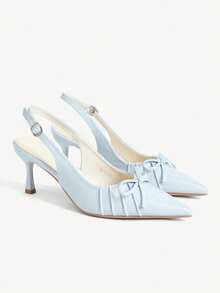CUCCOO CHICEST 女款尖頭扣飾設計時尚高跟鞋 日常穿著婚禮鞋 - 淺藍色 - 查看 2