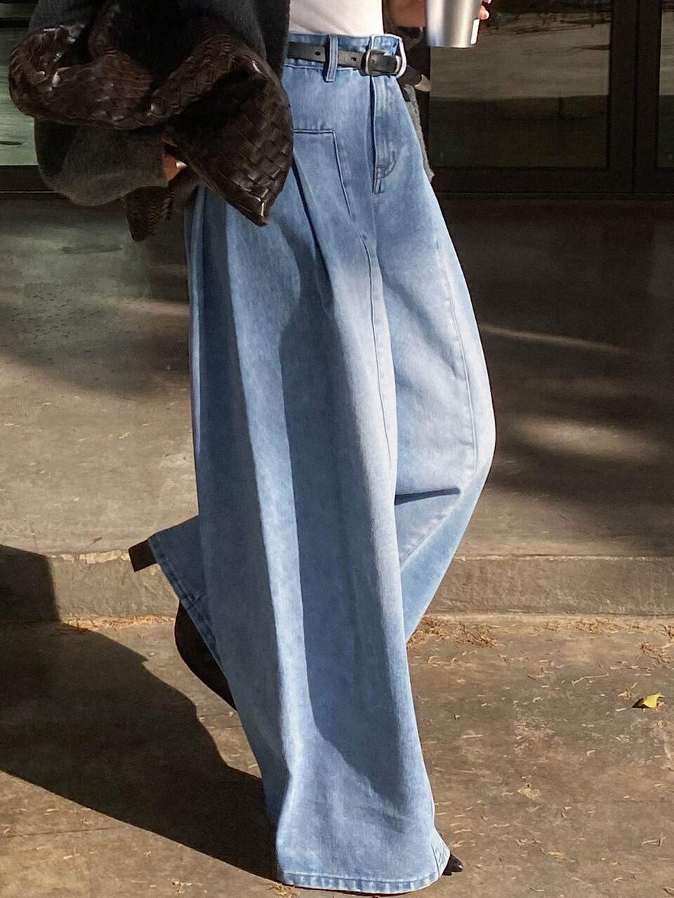 Women's Regular Mid-Waist Loose Straight Leg Casual Denim Jeans
