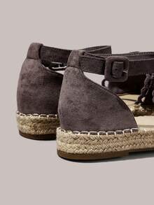 Styleloop 女款麻繩底深灰色波希米亞西式音樂節穿搭舒適透氣漁夫鞋平底鞋，度假穿著，旅行必備 - 深灰色 - 查看 6