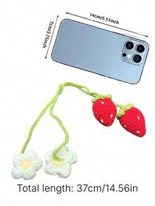 2Pcs Woven Strawberry Car Hanging Pendants, Cute Handmade Ornaments For Auto Interior Decoration - one size fits all - View 3