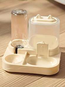 2IN1 Large Capacity Cat Feeder And Water Dispenser Dry Wet Separation 700ml Food Tray 400ml Gravity Water Bowl Durable Plastic Transparent Design For Indoor Travel Pet Cats Dogs - One Size Fits All - View 4