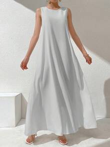 Al Najma 女款純色圓領無袖休閒阿拉伯風洋裝 - 彩色 - 查看 10