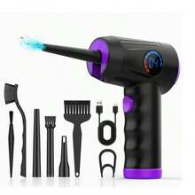 Compressed Air Duster, Electric Air Duster, Fast Charging,  Speed Cordless Air Blower With LCD Display, Portable Built-In LED Light Air Dusters For Computers Keyboard Cleaner Cordless Air Duster, - Purple - View 1
