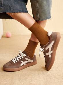 CUCCOO EASI Women's Casual Beige Simple Fashion Sneakers Back To School For Christmas - Brown - View 9