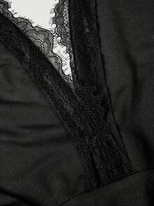 SHEIN MOD 女款夏季性感純色露背掛脖迷你洋裝 - 黑色 - 查看 5