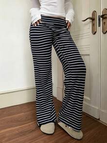 SHEIN 青少年女孩春夏海灘度假休閒日常居家穿著百搭100%純棉梭織舒適素色寬鬆長褲附口袋 - 彩色 - 查看 9