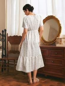 Côtesoire Camicia da notte da donna elegante e romantica in stile francese, con motivo floreale ditsy pastorale, patchwork in pizzo, comoda e con vestibilità ampia - Multicolore - Visualizzare 2