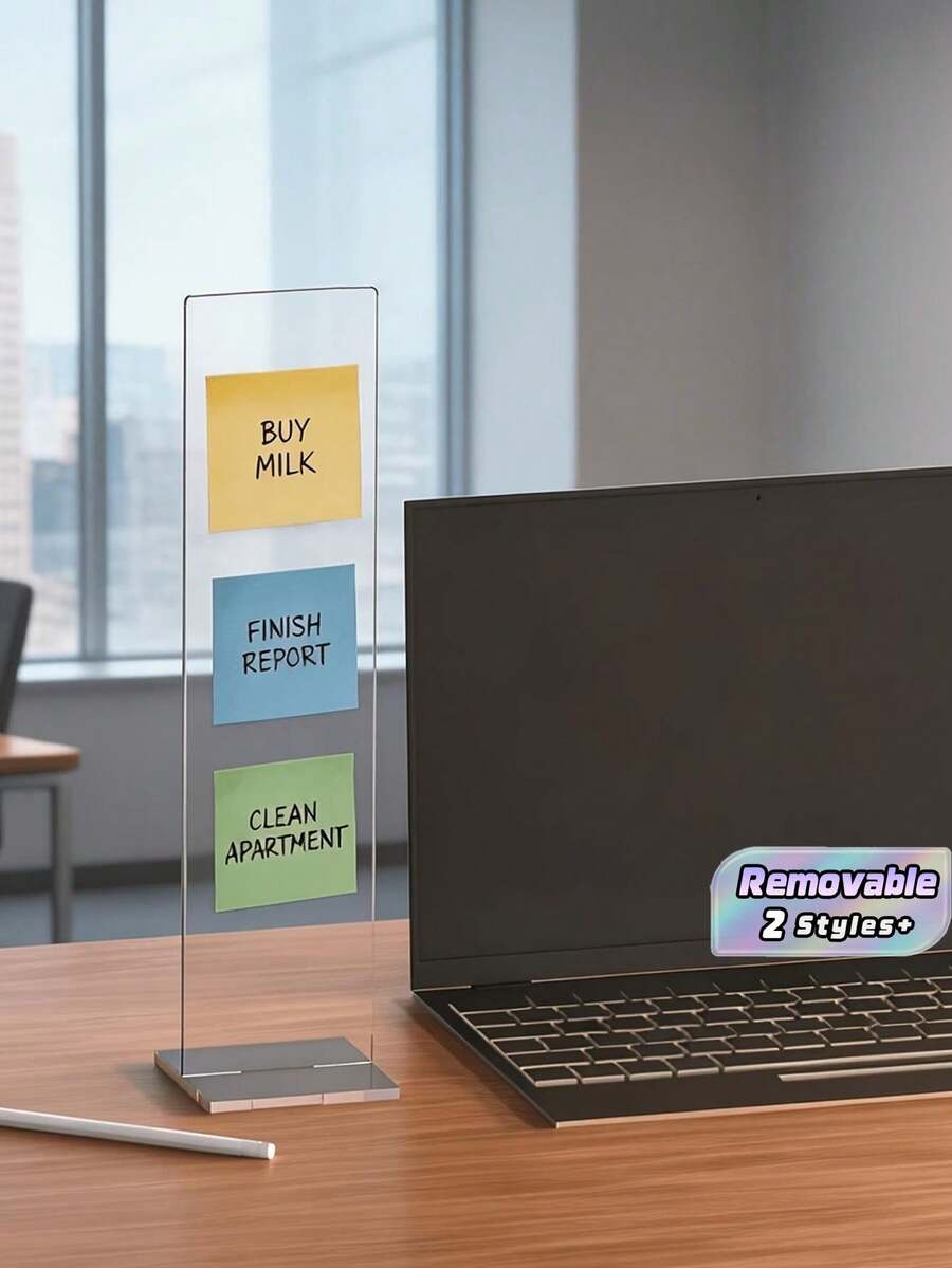 1PC Removable Transparent Acrylic Memo Board With Stand For Computer Screen Message Board Desktop Two Colors Option Back To School Office Desk Accessory Home Gift - A - View 1