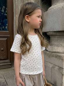Dazy Kids Young Girl Summer Casual Ditsy Floral T-Shirt - White - View 7