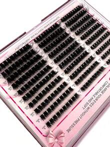 300pcs DIY Eyelash Extensions Kit, Fluffy Wispy Mixed 8-16mm Tray Lashes, 0.07mm Thin Soft Mink Strips For Home Salon Natural Volume Look - Black - View 5