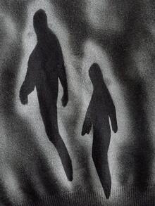 ROMWE MEN 男士角色圖案圓領長袖休閒毛衣 - 黑色 - 查看 4