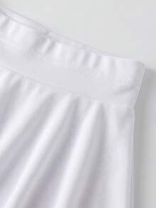 SHEIN 少女清新百搭柔軟舒適純白色裙褲 - 白色 - 查看 6