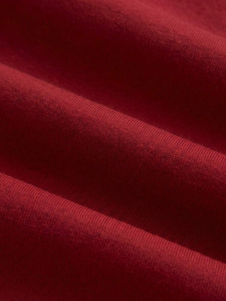 Girlism Tween Girl Tween Girl Knitted Burgundy Loose Casual Versatile Drawstring Pocket Wide Leg Sweatpants - Burgundy - View 5