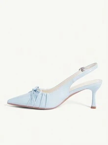 CUCCOO CHICEST 女款尖頭扣飾設計時尚高跟鞋 日常穿著婚禮鞋 - 淺藍色 - 查看 6