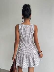 Aloruh Damen Lässig Y2K Karomuster Mini-Kleid - Verschiedenfarbig - Übersicht 5