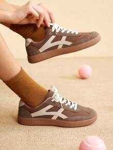 CUCCOO EASI Women's Casual Beige Simple Fashion Sneakers Back To School For Christmas - Brown - View 10