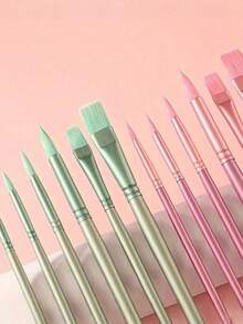 4/6/10Pcs Nylon Paint Brush Set - Multiple Shapes & Sizes, For Oil, Acrylic, Watercolor Painting, DIY Art Projects, Ideal Craft Tool For Christmas, Halloween, Thanksgiving & Gift Giving - Multicolor - View 4
